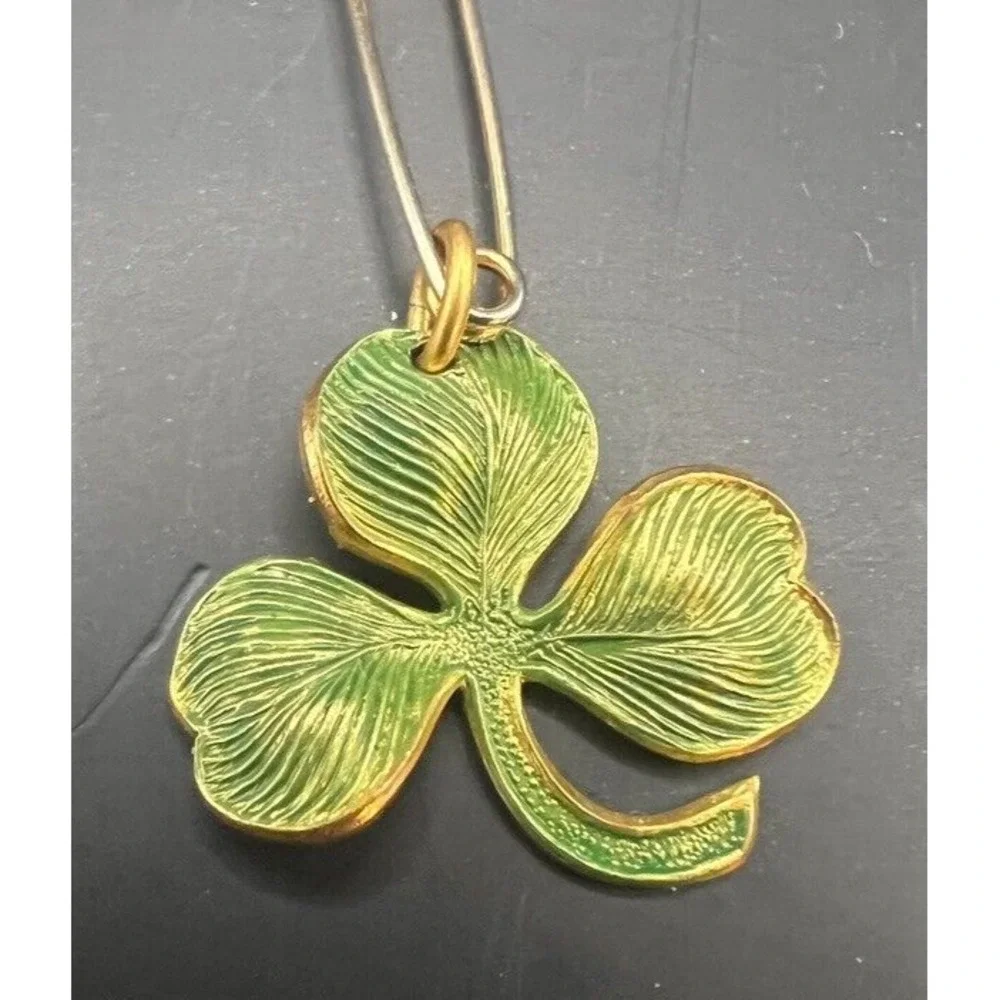 3 Leaf Clover & Turtle Brooch Pin Irish St Patrick Patty's Day Green & Gold Tone